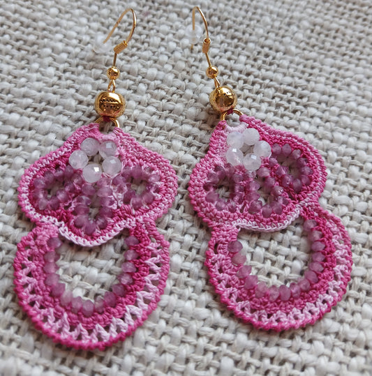 Boucles Tourmaline rose & Pierre de lune