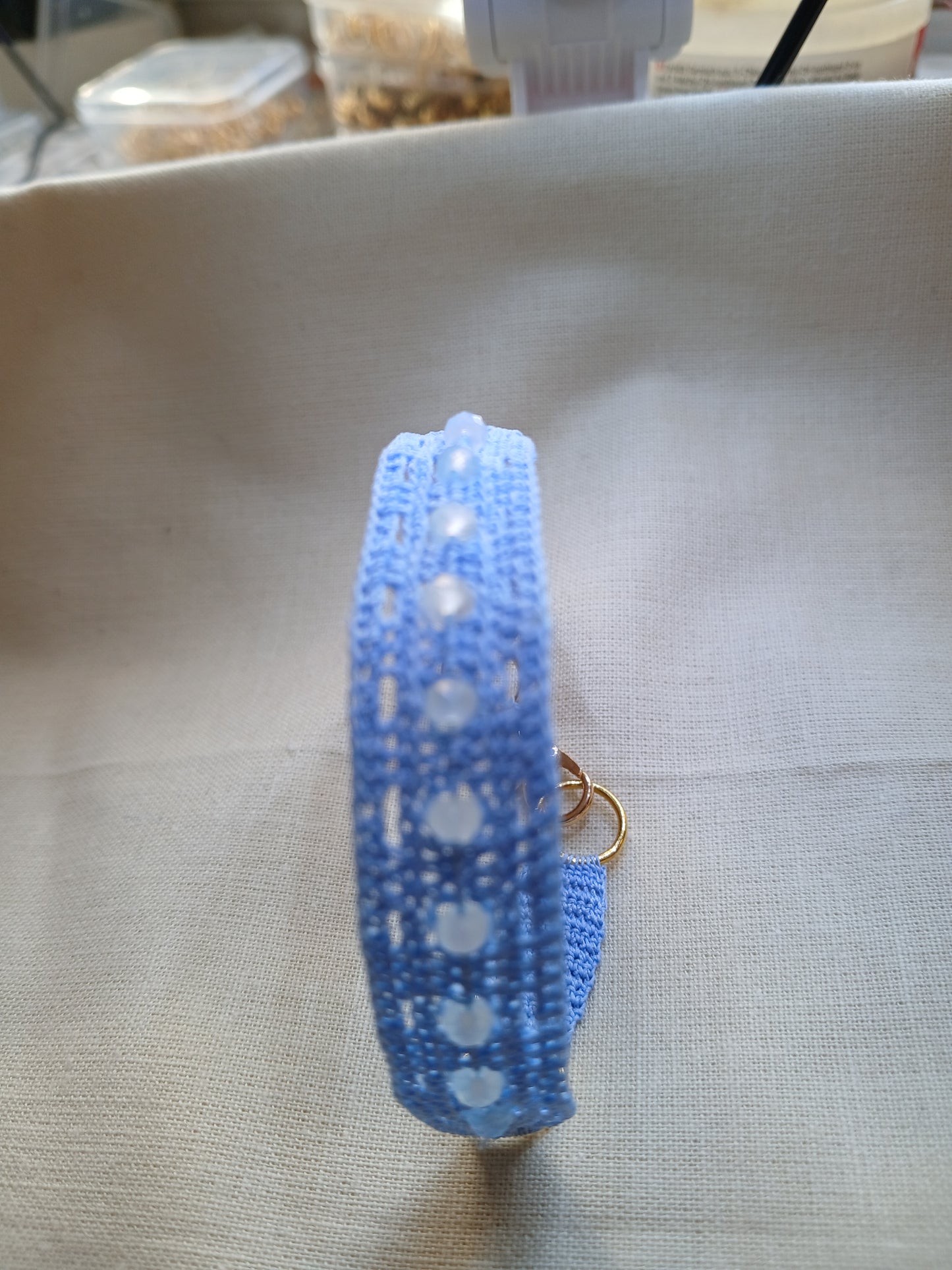 Bracelet Bleu Ciel - Crochet & Aigues-Marines Facétées