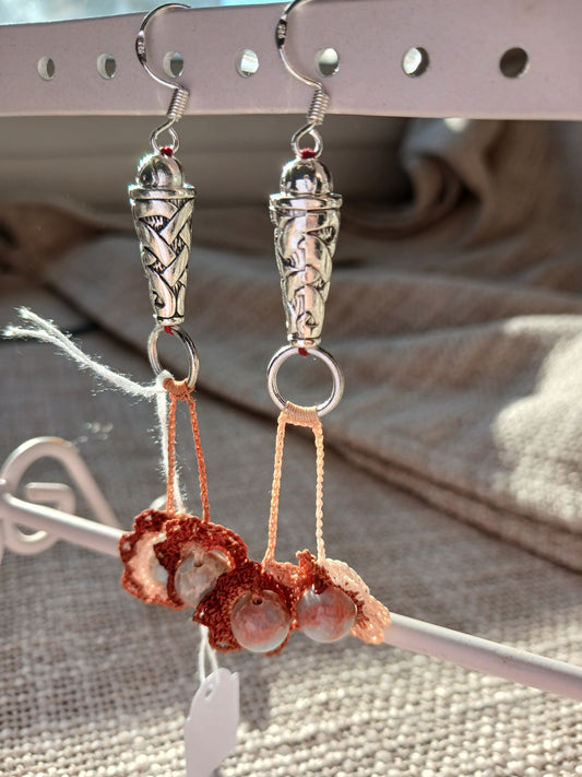 Boucles d'oreilles Crochet Terracotta & Saumon – Perles de Serpentine