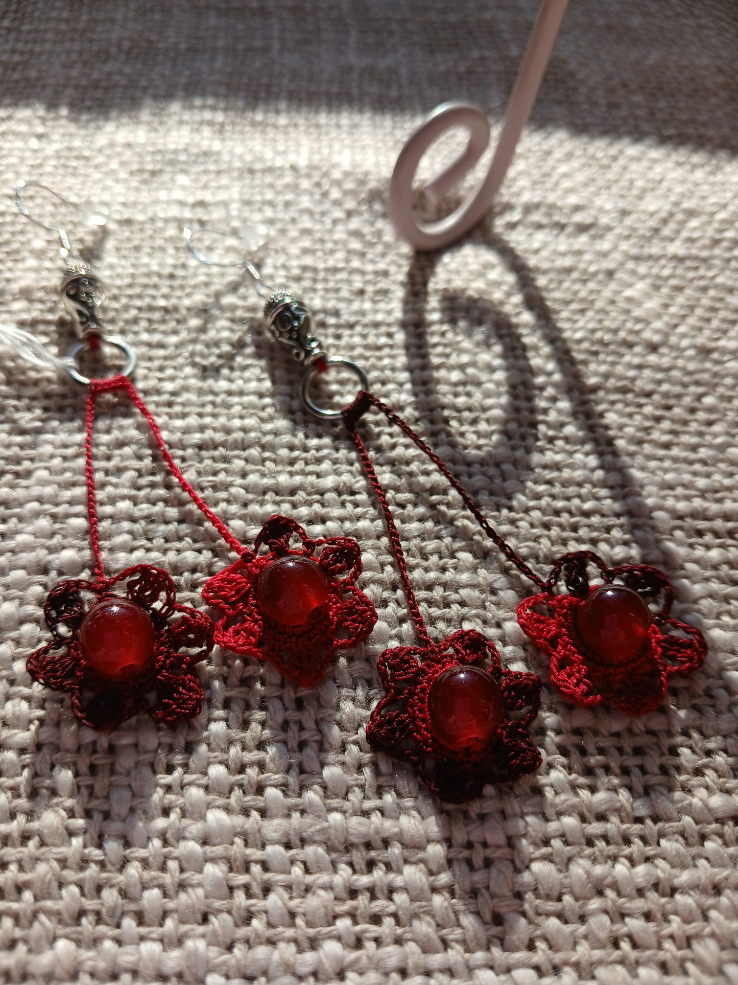 Boucles d'oreilles Crochet Terracotta & Saumon – Perles de Serpentine