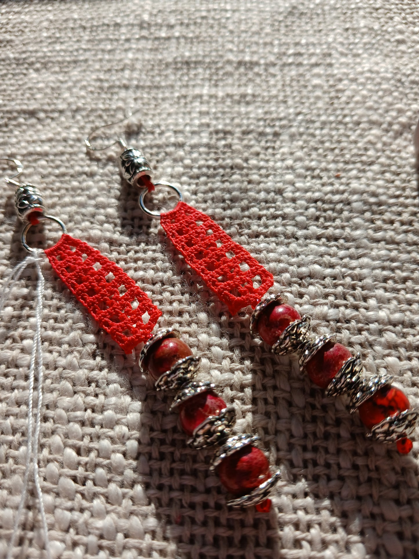 Boucles d'oreilles Crochet Rouge Vermillon – Perles de Jaspe Rouge & Argent 925
