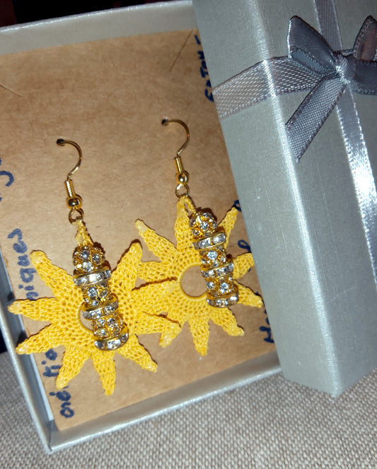 Boucles d'oreilles Soleil et strass