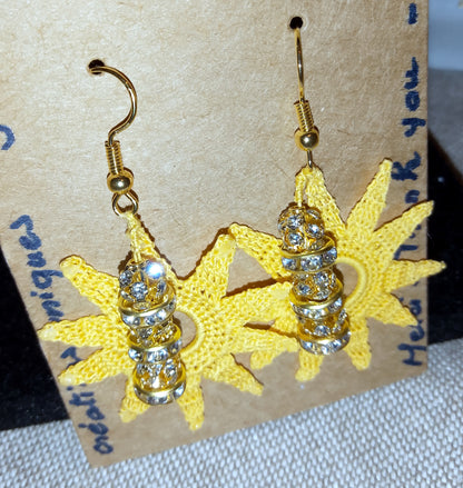 Boucles d'oreilles Soleil et strass