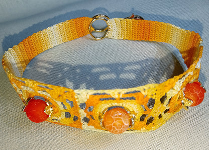 Bracelet Charlie dégradé d'orange perles de veines de dragon fait main France crochet artisanal