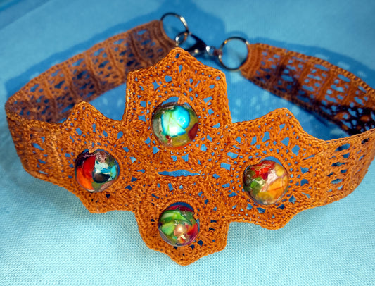 Bracelet chamois perles de jaspe bleu sea sediment France fait main crochet artisanal