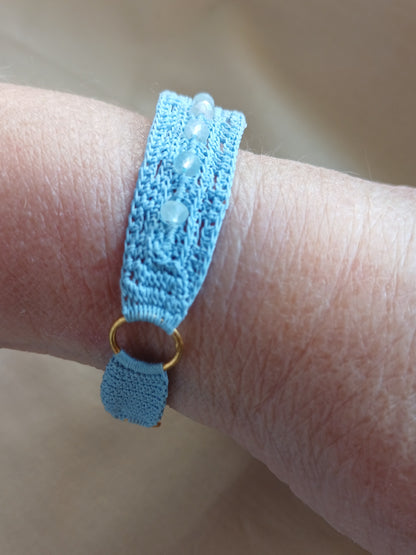 Bracelet Bleu Ciel - Crochet & Aigues-Marines Facétées