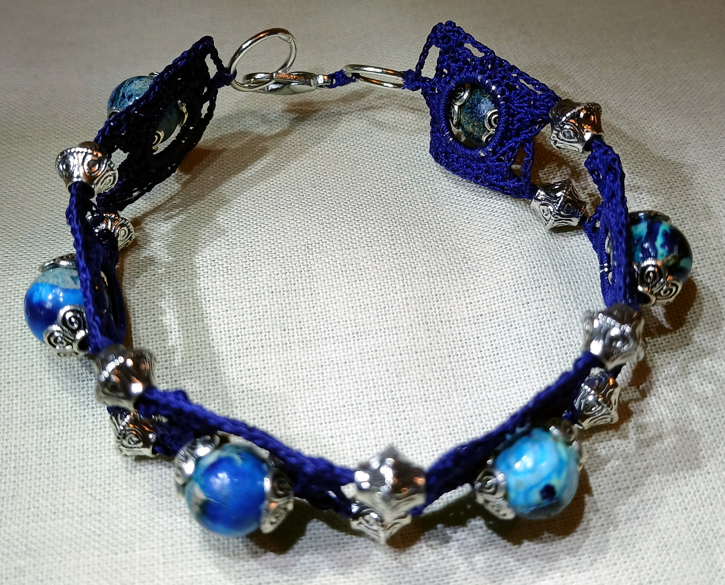 Bracelet Denise bleu perles de jaspe impérial bleu