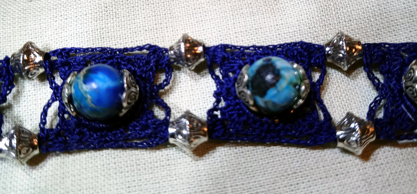 Bracelet Denise bleu perles de jaspe impérial bleu