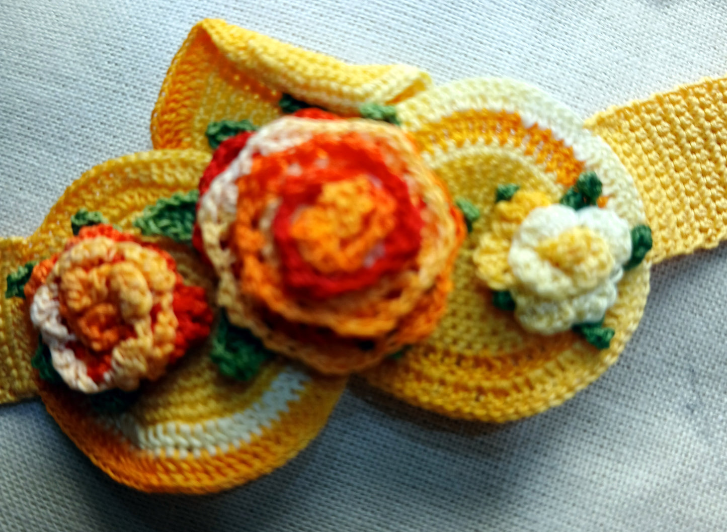 Bracelet dégradé d'orange naturaliste fait main France crochet artisanal