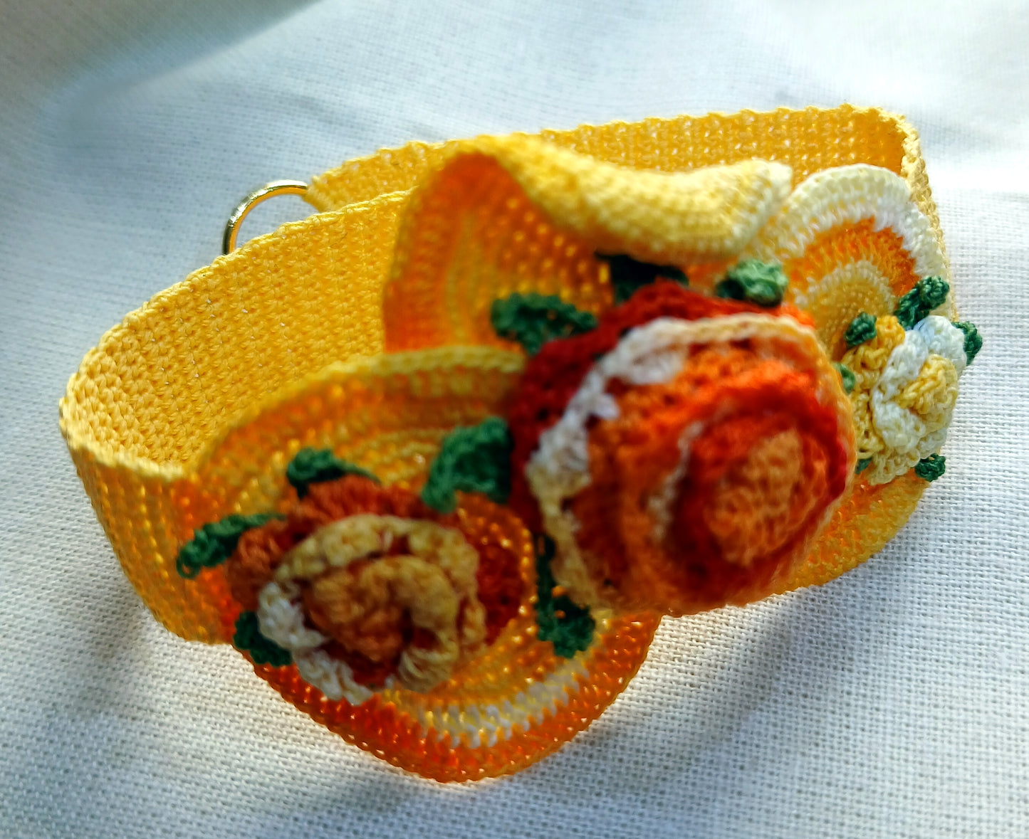 Bracelet dégradé d'orange naturaliste fait main France crochet artisanal
