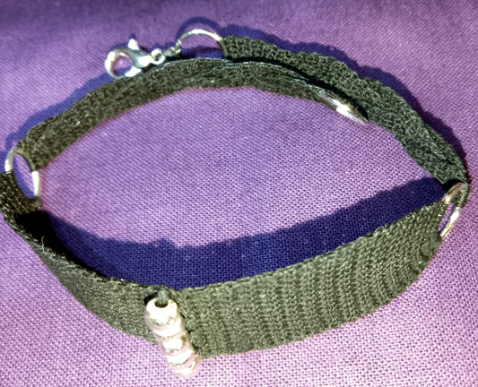 Bracelet noir masculin argenté tressé