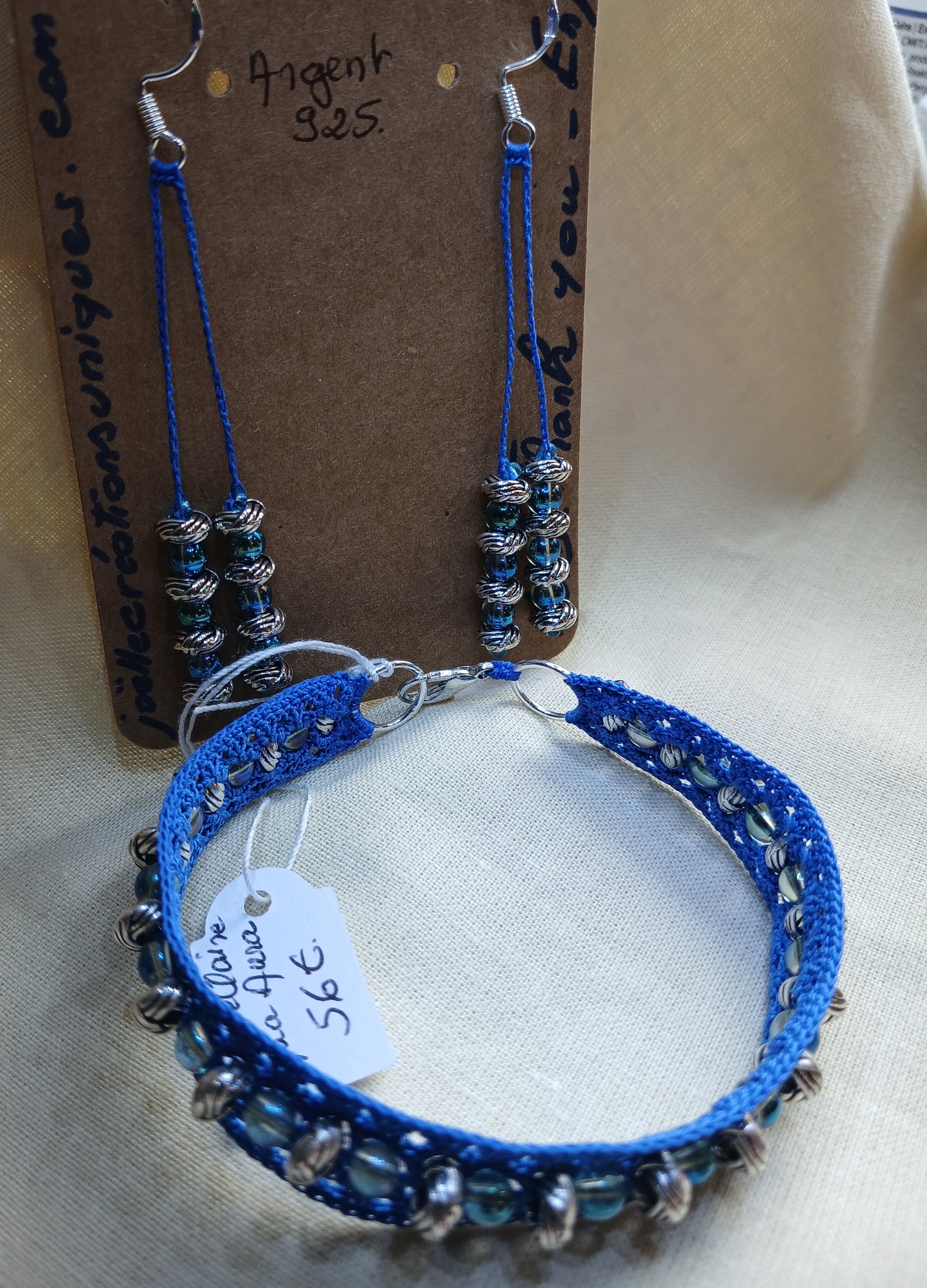 Ensemble Claire – Bracelet & Boucles d'oreilles Bleu Roi Perles d'Aqua Aura