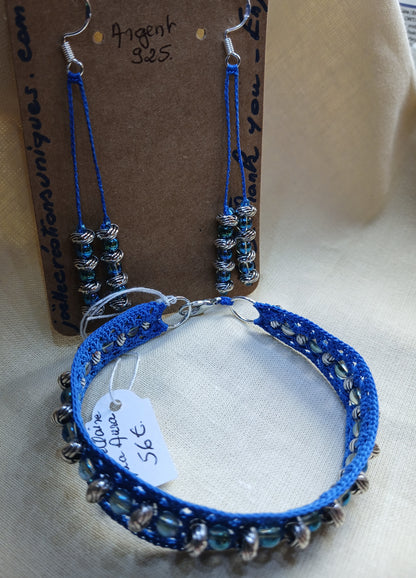 Ensemble Claire – Bracelet & Boucles d'oreilles Bleu Roi Perles d'Aqua Aura