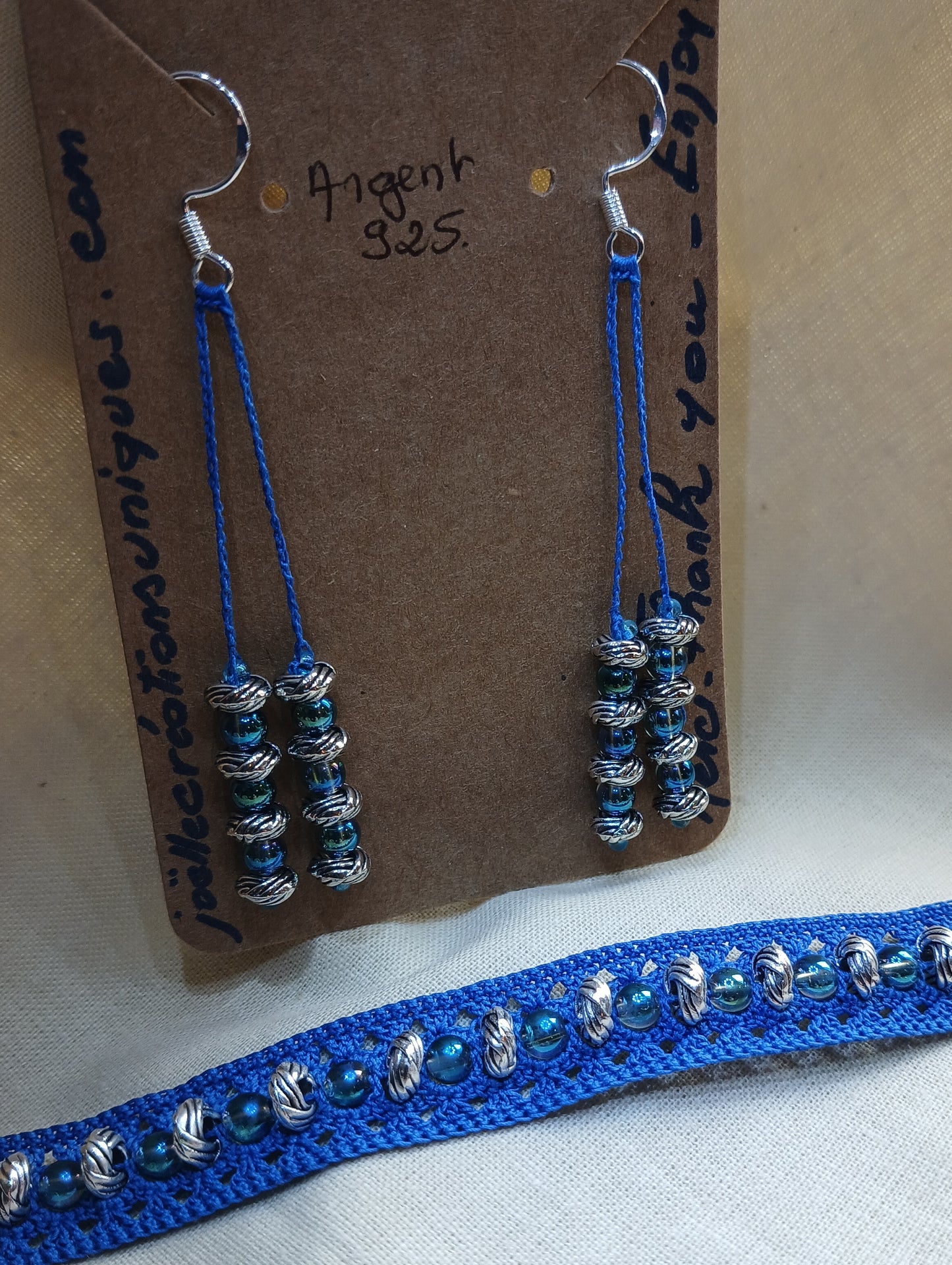 Ensemble Claire – Bracelet & Boucles d'oreilles Bleu Roi Perles d'Aqua Aura
