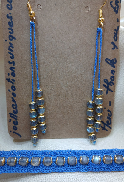 Ensemble Lys - Labradorite & Crochet Bleu Roi