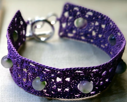 Ensemble Chloé - Bracelet et Boucles d'Oreilles Crochet Violet