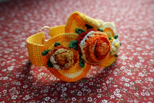 Bracelet dégradé d'orange naturaliste fait main France crochet artisanal