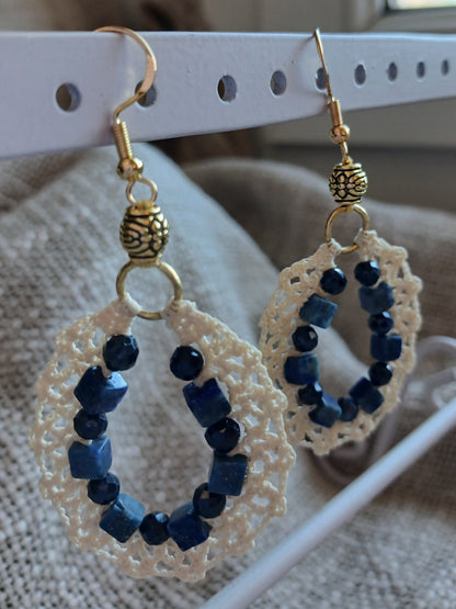 Boucles d'oreilles Lapis Lazuli & Saphir bleu facetté