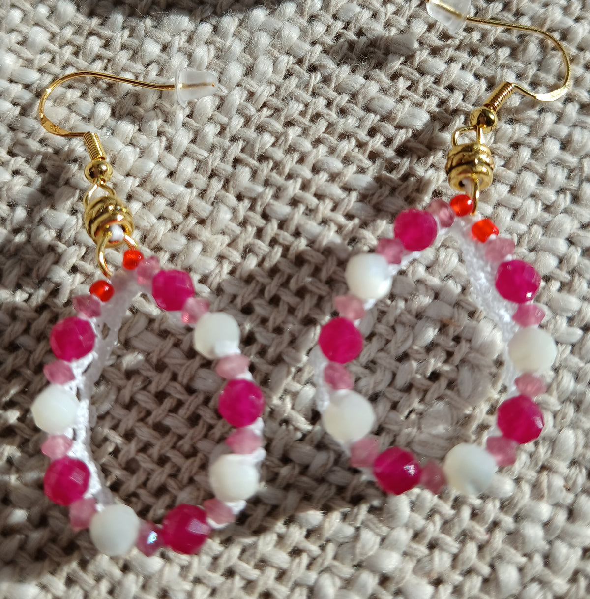 Boucles Rubis, Nacre & Tourmaline rose