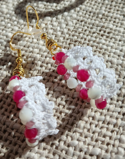 Boucles Rubis, Nacre & Tourmaline rose