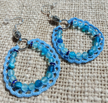 Boucles d'oreilles Topaze bleue & Agate enrubannée