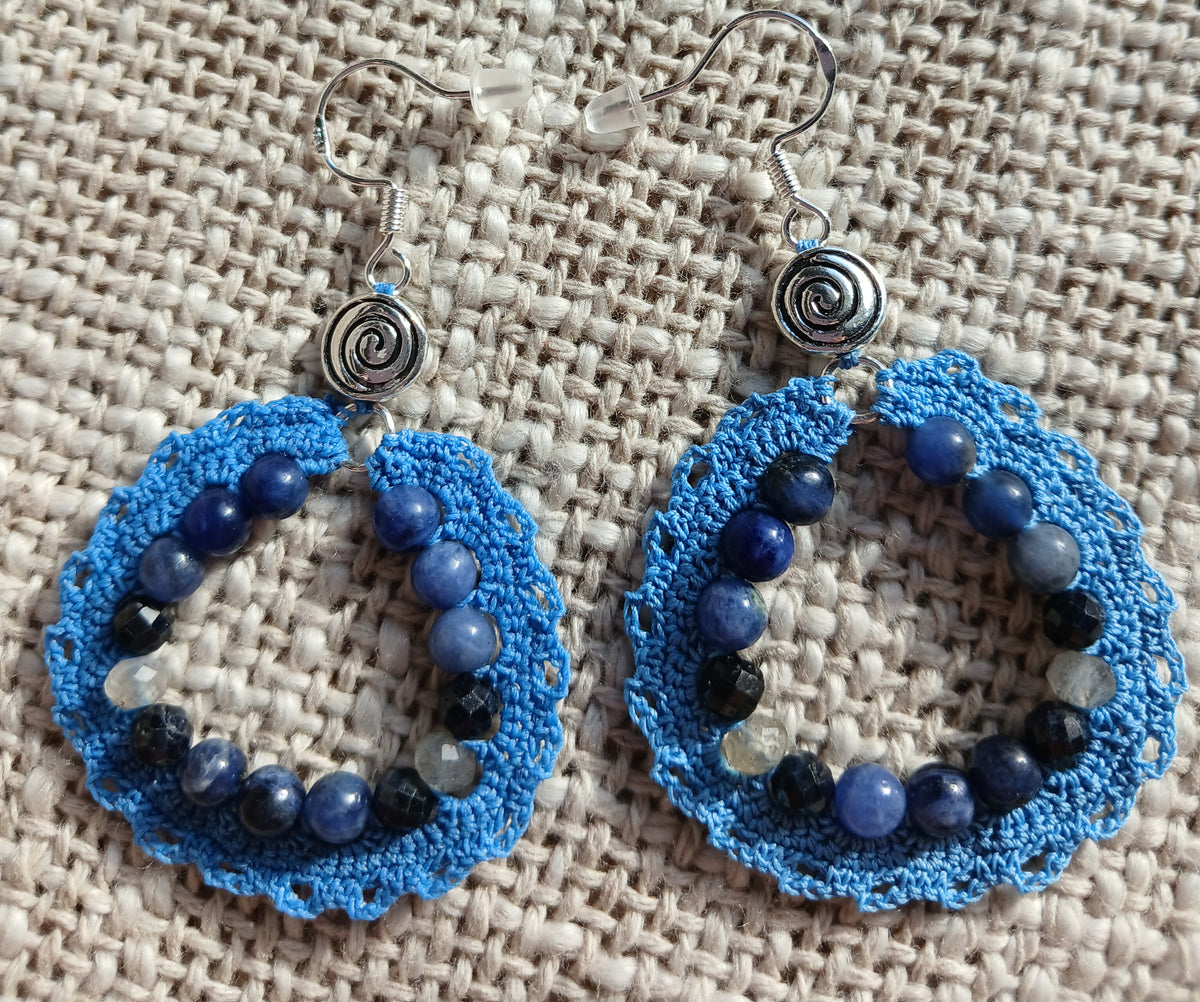 Boucles d'oreilles Sodalite, Saphir & Labradorite