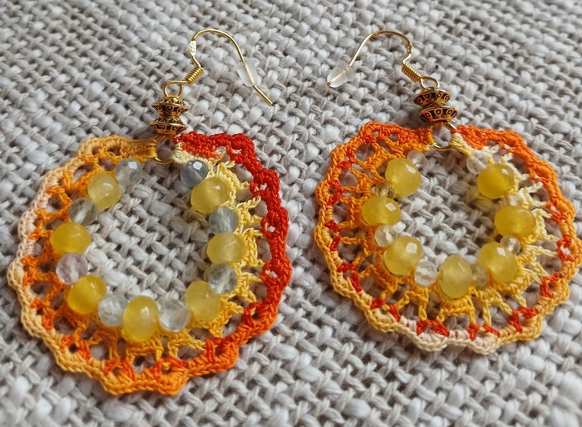 Boucles d'oreilles Topaze jaune & Fluorine