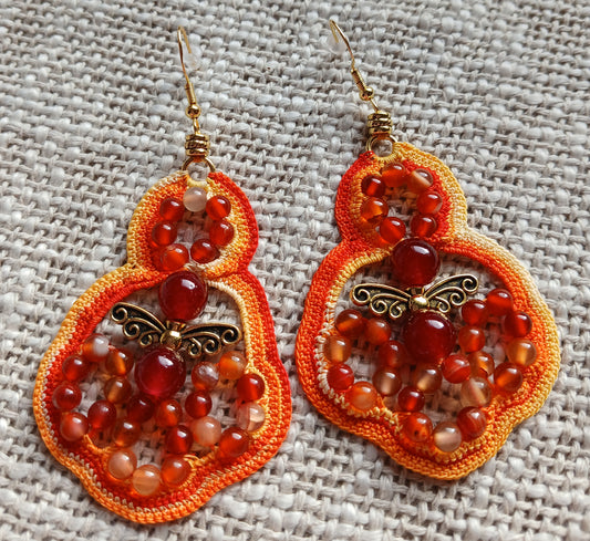 Boucles Cornaline & Grenat