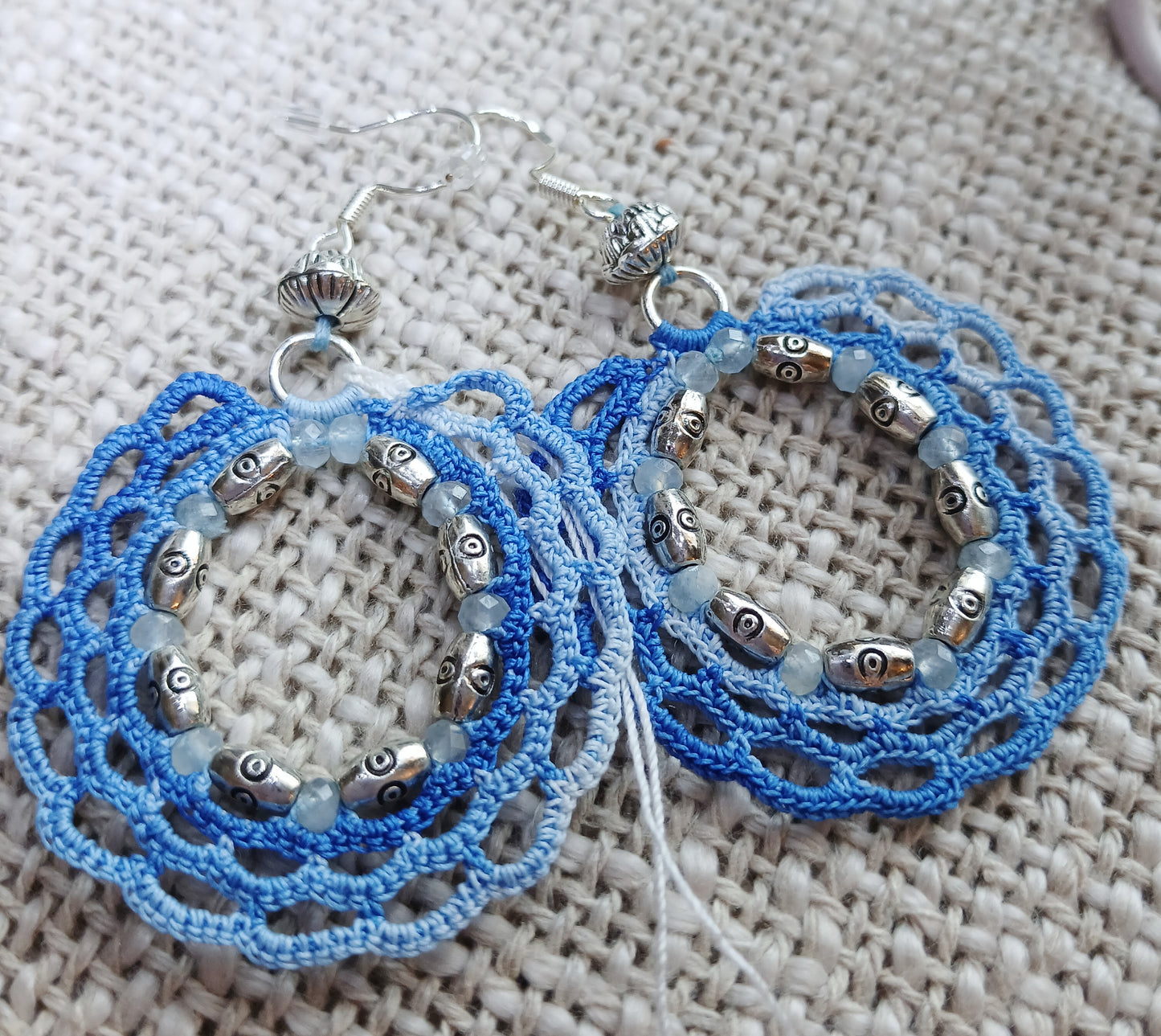 Boucles d'oreilles Crochet Bleu – Perles d'Aigue-Marine & Argent