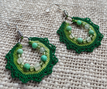 Boucles d'oreilles  Chrysoprase, Prehnite & Péridot
