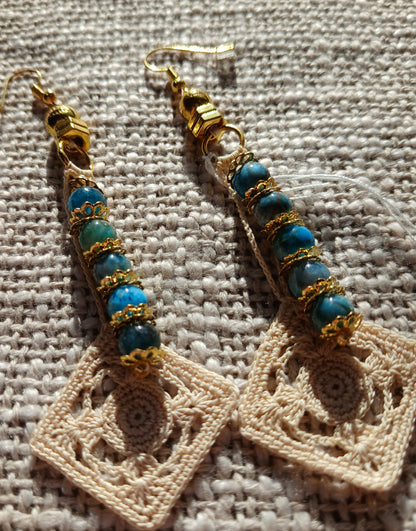 Boucles d'oreilles Crochet Ecru – Perles d'Apatite & Doré