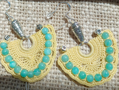 Boucles d'oreilles Crochet Jaune Pâle – Perles d'Amazonite du Pérou