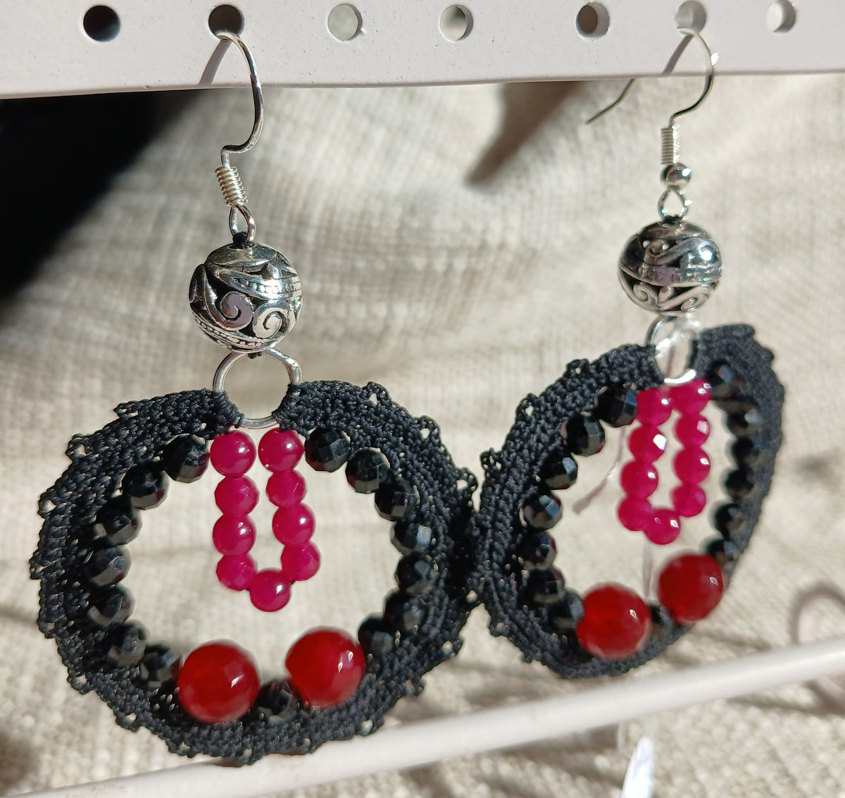 Boucles d'oreilles Tourmaline Noire & Rubis du Bresil