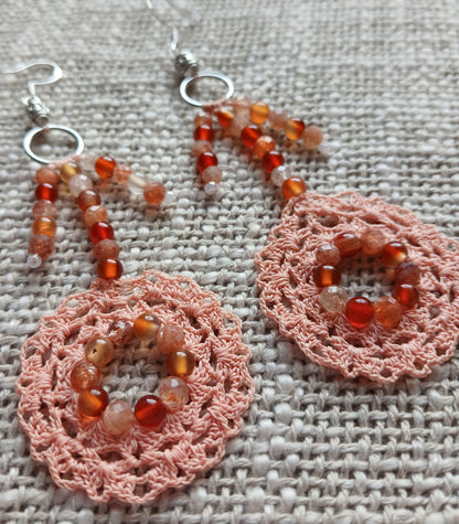 Boucles d'oreillesCornaline & Pierre du Soleil — Argent 925
