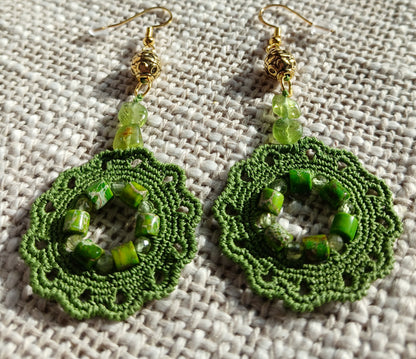 Boucles d'oreilles Péridot & Jaspe impérial