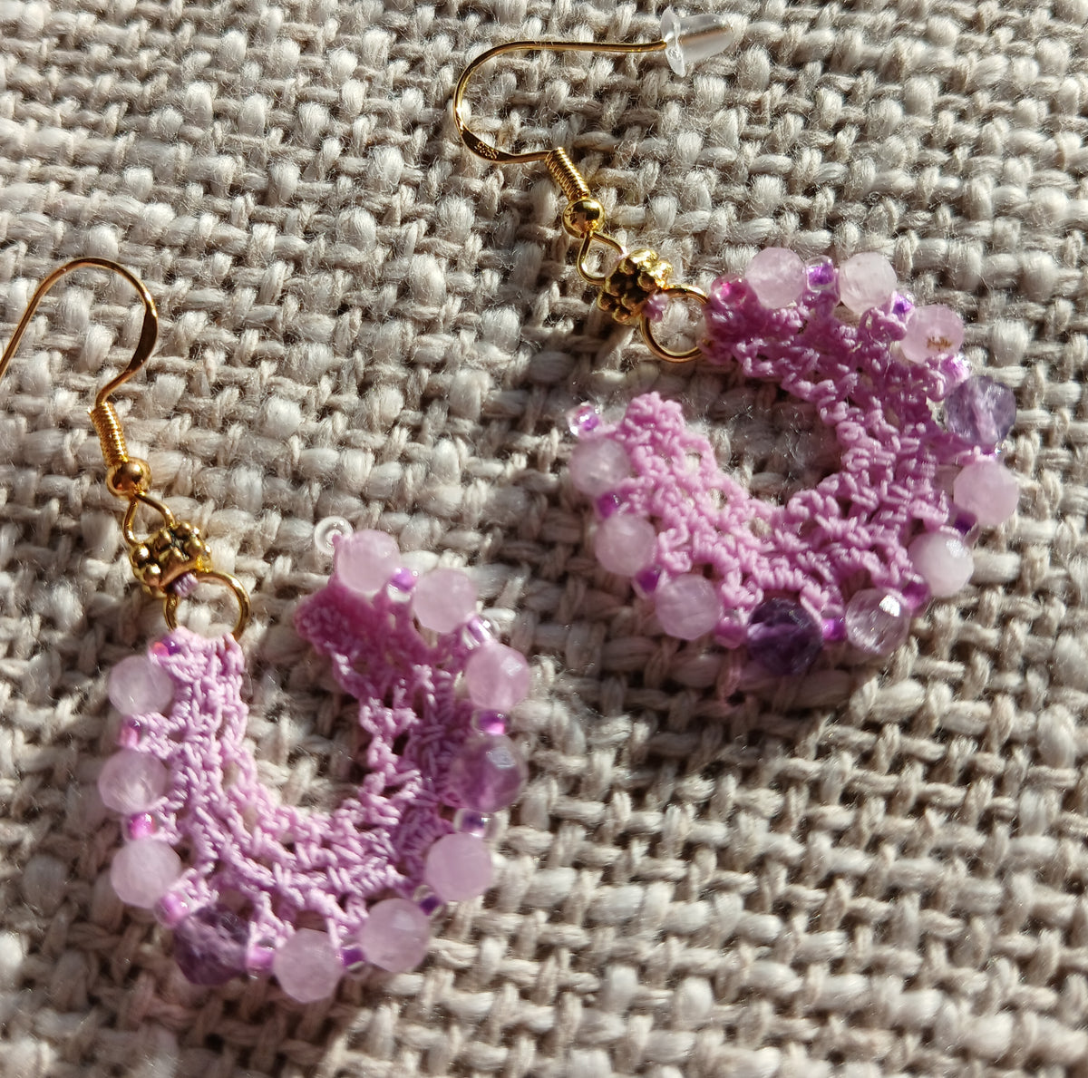Boucles Kunzite & Fluorine