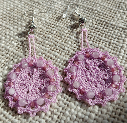 Boucles d'oreilles Kunzite & Tourmaline rose