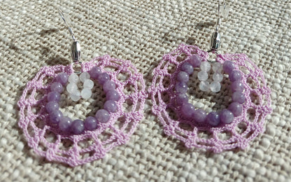 Boucles Lépidolite & Pierre de lune