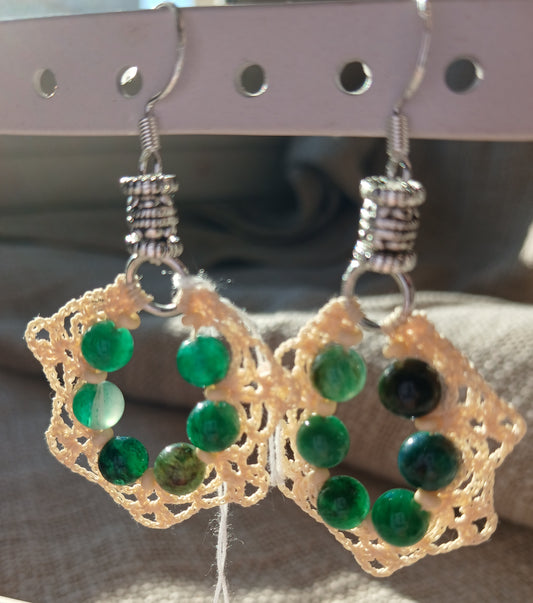 Boucles d'oreilles Crochet Beige – Perles d'Émeraude