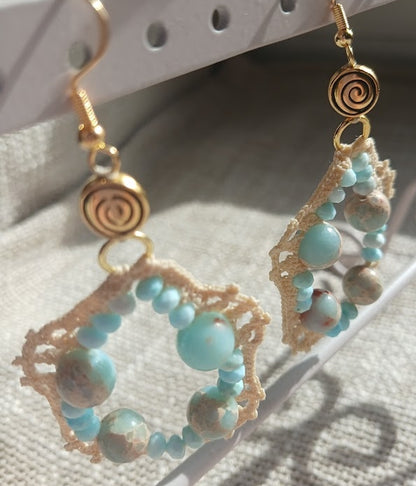 Boucles d'oreilles  Turquoise américaine & Serpentine
