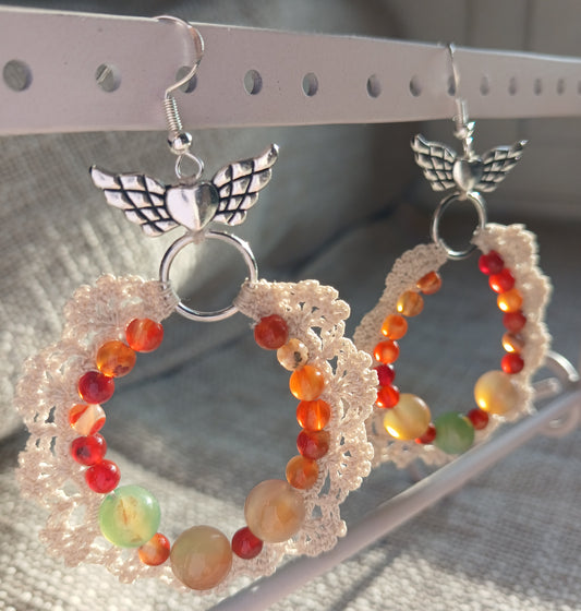 Boucles d'oreilles Cornaline & Agate paon