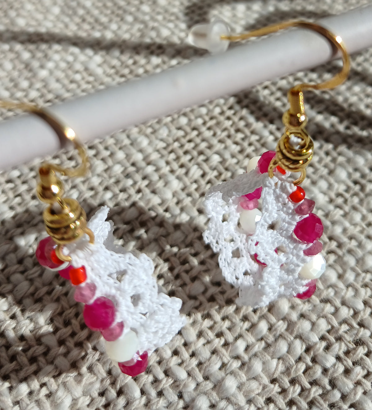 Boucles Rubis, Nacre & Tourmaline rose