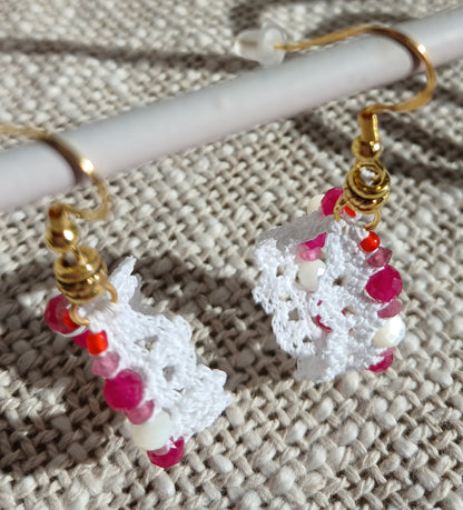 Boucles Rubis, Nacre & Tourmaline rose