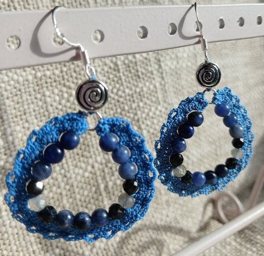 Boucles d'oreilles Sodalite, Saphir & Labradorite