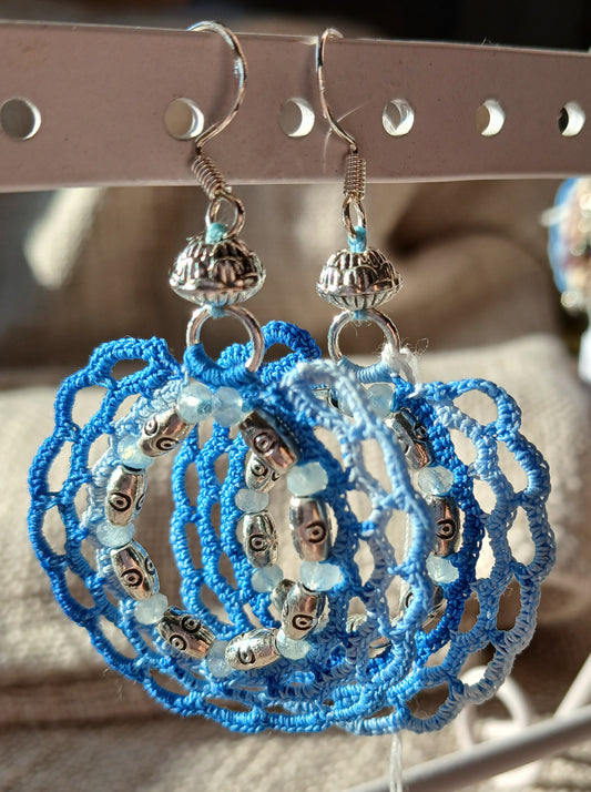 Boucles d'oreilles Crochet Bleu – Perles d'Aigue-Marine & Argent