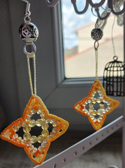 Boucles d'oreilles Citrine & Fluorine