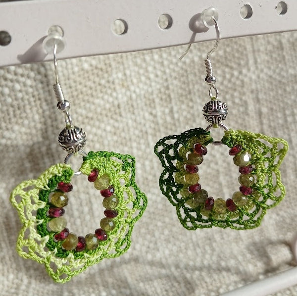 Boucles d'oreilles Grenats verts & violets