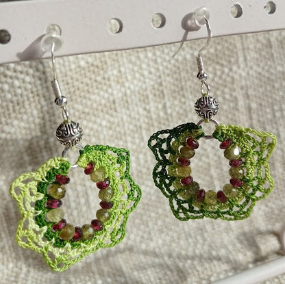 Boucles d'oreilles Grenats verts & violets