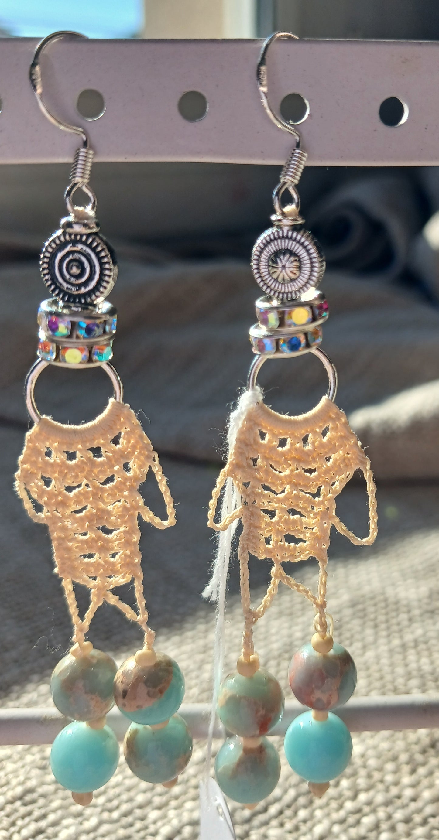 Boucles d'oreilles Crochet Ecru – Perles de Serpentine & Argent 925