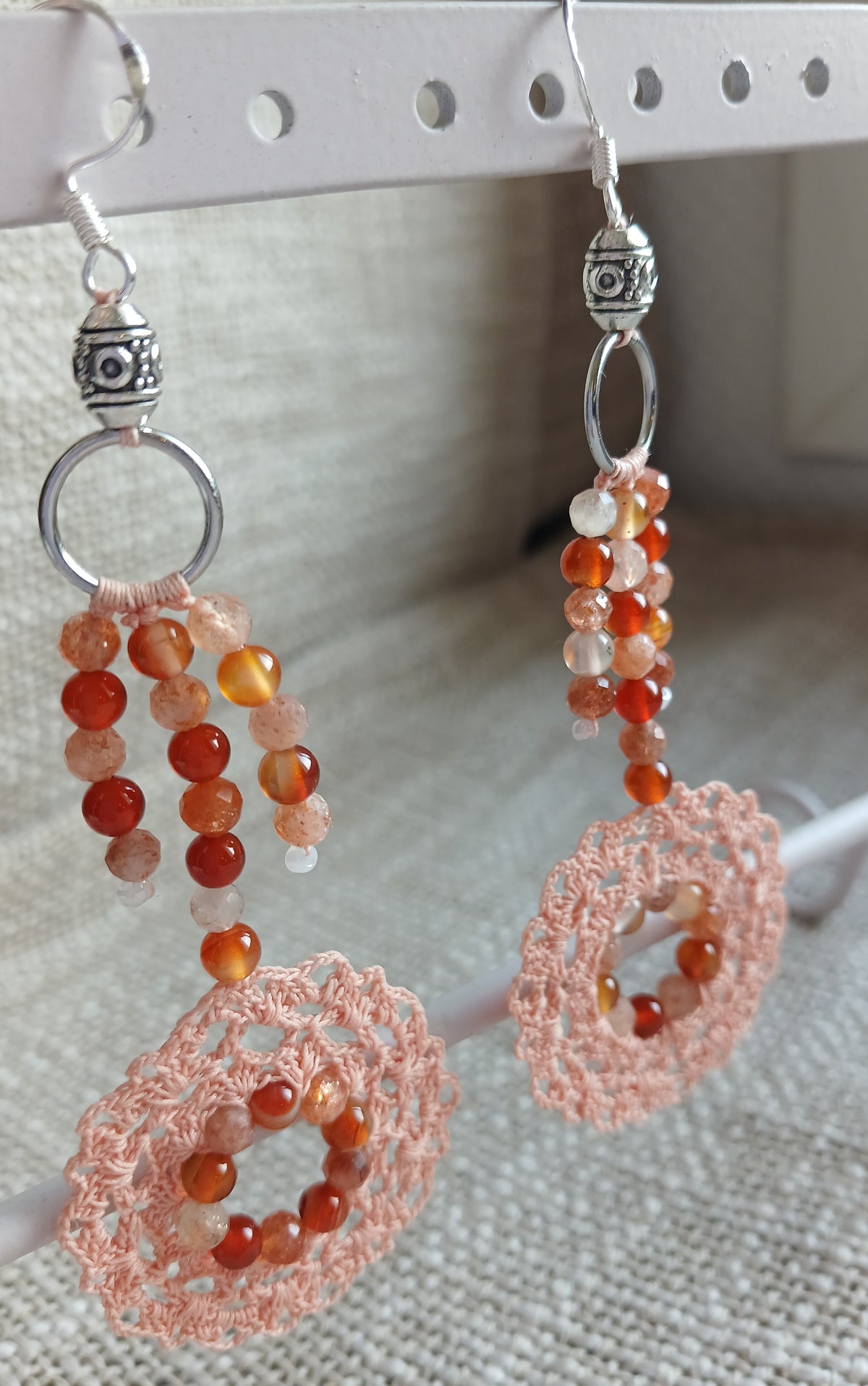 Boucles d'oreillesCornaline & Pierre du Soleil — Argent 925